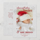 Carte de Naissance pour les Fêtes de Noël Flocons (Devant / Derrière)