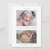 Carte de naissance simple et chic avec photo de bé (Devant)