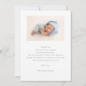 Carte de naissance simple et chic avec photo de bé (Dos)