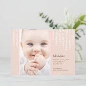 Carte de naissance Whimsical Vines Rose (Debout devant)