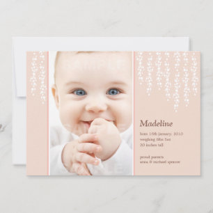 Carte de naissance Whimsical Vines Rose