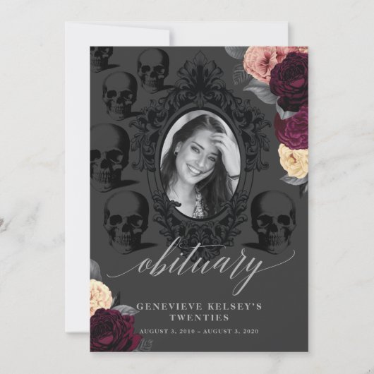 Carte de nécrologie pour la mort de ma jeunesse (Devant)