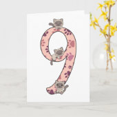 Carte de neuvième anniversaire pour les enfants Ch (Fleur jaune)