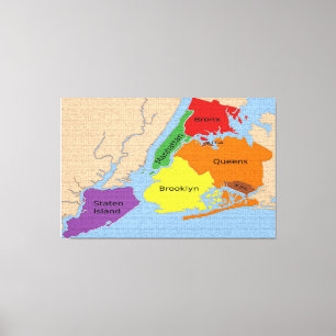 Carte de New York Boroughs toile étirée Imprimer