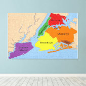Carte de New York Boroughs toile étirée Imprimer (Insitu (Plancher de Bois))