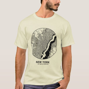 Carte de New York City T-Shirt – Noir & Blanc Mini