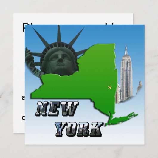 Carte de New York, Statue de la Liberté, Monument (Devant / Derrière)