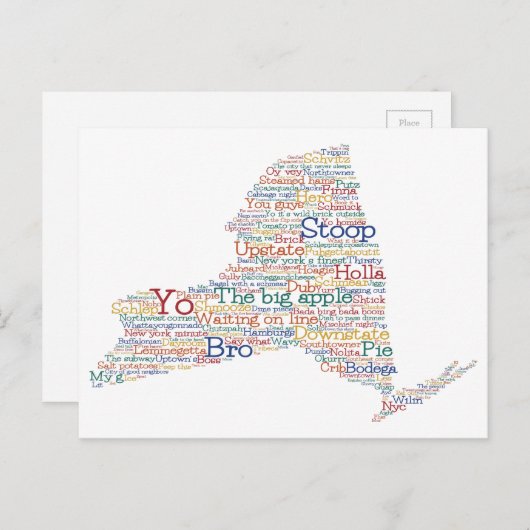 Carte de New York USA en argot sous forme d'art  (Devant / Derrière)