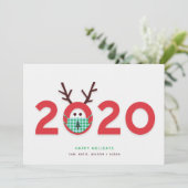 Carte de Noël 2020 Renne masqué à personnaliser (Debout devant)