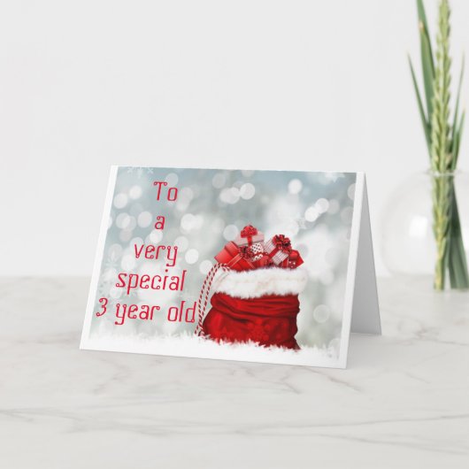 CARTE DE NOËL "3 ANS" AVEC PÈRE NOËL/CAROLERS (Devant)