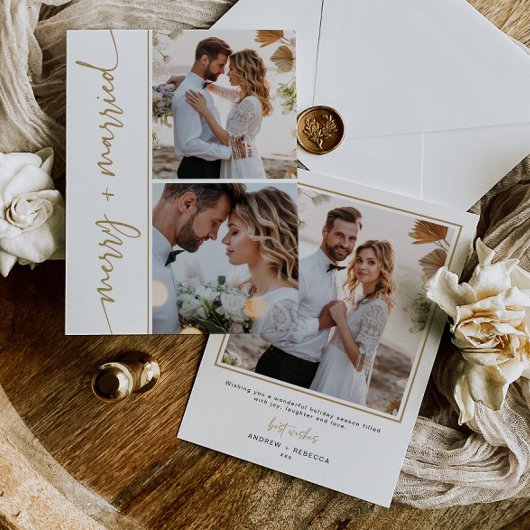 Carte de Noël 3 photo Carte de vacances Gold