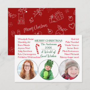 Carte de Noël 3 Photos-3x5 A World of Good Wishes