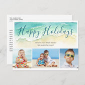 Carte de Noël 3 photos de plage côtière (Devant / Derrière)