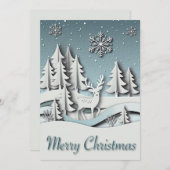 Carte de Noël 3D hiver avec rennes (Devant / Derrière)