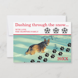 Carte de Noël 3x5 - Chien se précipitant dans la n