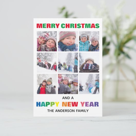 Carte de Noël 3x5 Collage Joyeux Noël Arc-en-ciel (Debout devant)