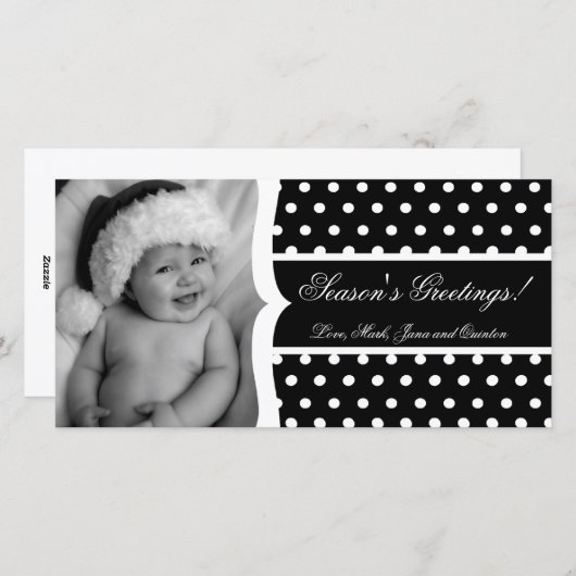 Carte de Noël 4x8 Black Polka Dot Frame (Devant / Derrière)