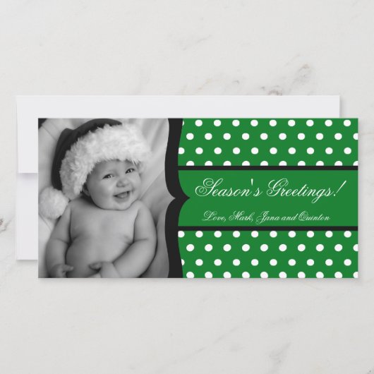 Carte de Noël 4x8 Green White Polka Frame (Devant)