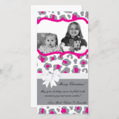 Carte de Noël 4x8 Gris rose Cheetah (Devant / Derrière)
