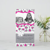 Carte de Noël 4x8 Gris rose Cheetah (Debout devant)