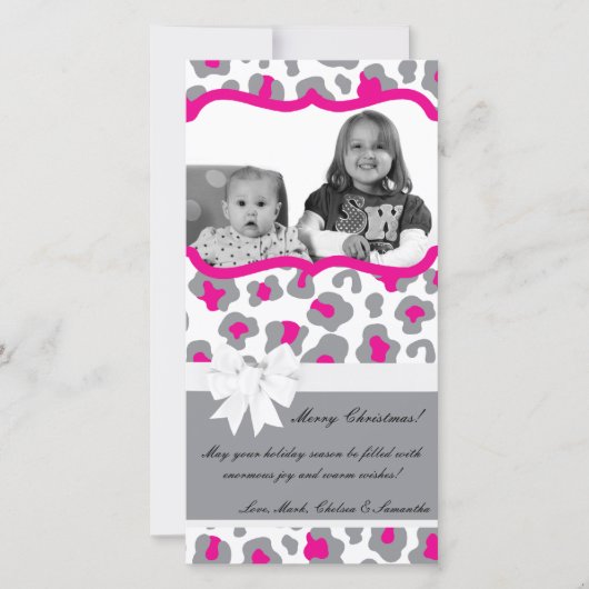 Carte de Noël 4x8 Gris rose Cheetah (Devant)