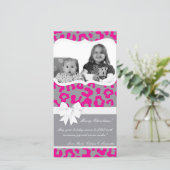 Carte de Noël 4x8 Hot rose Grey Cheetah (Debout devant)