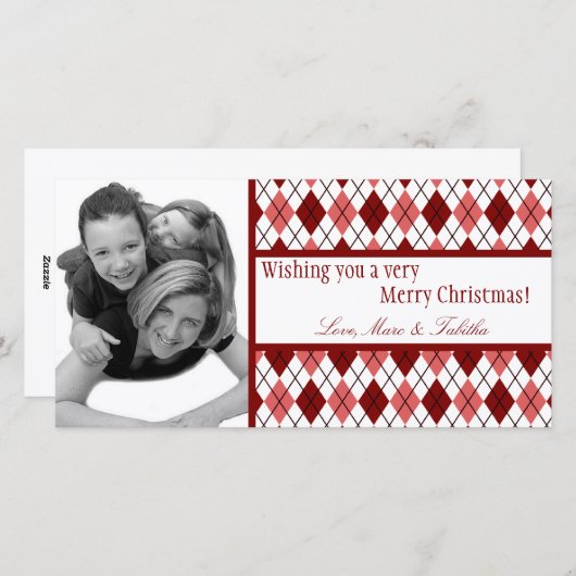 Carte de Noël 4x8 Jacquard blanc rouge (Devant / Derrière)