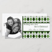 Carte de Noël 4x8 Jacquard blanc vert (Devant / Derrière)