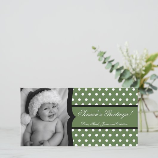 Carte de Noël 4x8 Olive White Polka Frame (Debout devant)