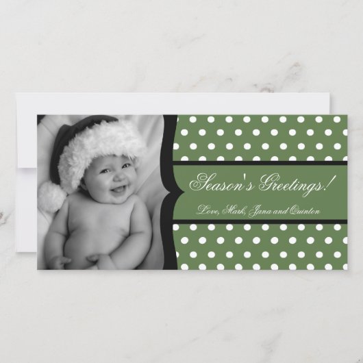 Carte de Noël 4x8 Olive White Polka Frame (Devant)
