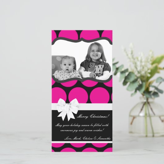 Carte de Noël 4x8 Pink Hot Palka Dot (Debout devant)