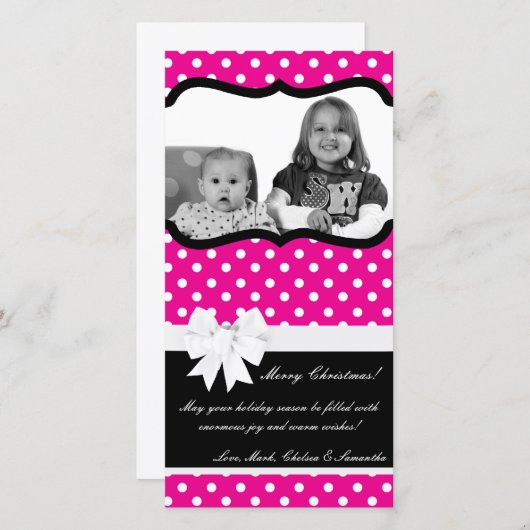 Carte de Noël 4x8 Pink Hot Palka Dot (Devant / Derrière)
