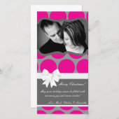 Carte de Noël 4x8 rose chaud noir Polka point phot (Devant / Derrière)