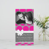 Carte de Noël 4x8 rose chaud noir Polka point phot (Debout devant)
