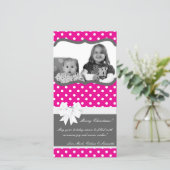 Carte de Noël 4x8 rose chaud noir Polka point phot (Debout devant)