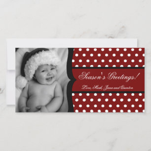 Carte de Noël 4x8 Rouge blanc Polka Dot Frame