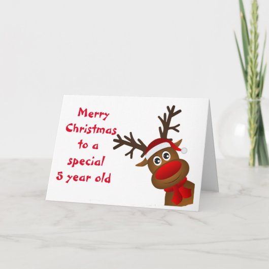 CARTE DE NOËL "5 ANS" AVEC PÈRE NOËL/CAROLERS (Devant)