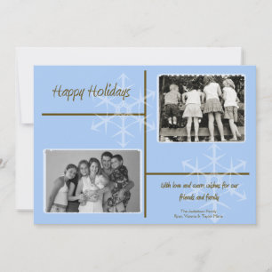 Carte de Noël 5x7 Blue & Brown Snowflake