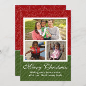 Carte de Noël à 2 faces rouge et verte (Devant / Derrière)