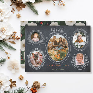 Carte de Noël à 5 photos avec ruban et cadres bota