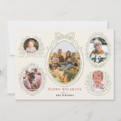 Carte de Noël à 5 photos avec rubans et cadres bot (Devant)