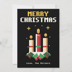 Carte de Noël à bougies en pixel art