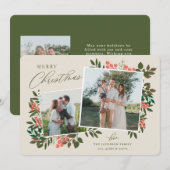 Carte de Noël à cadre botanique (Devant / Derrière)