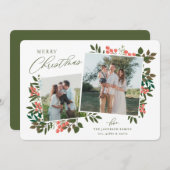 Carte de Noël à cadre botanique (Devant / Derrière)