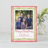 Carte de Noël à cadre peint rouge et vert, Fêtes  (Debout devant)