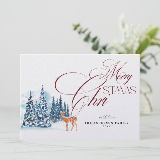 Carte de Noël à calligraphie rouge (Debout devant)