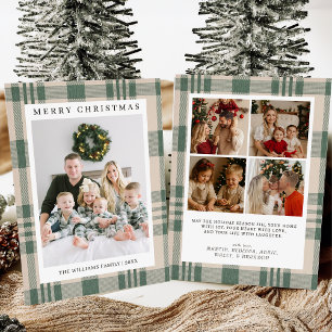 Carte de Noël à carreaux avec carte de vacances ph