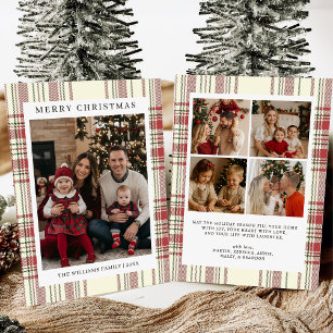 Carte de Noël à carreaux avec photo de vacances