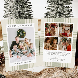 Carte de Noël à carreaux avec photo de vacances