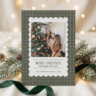 Carte de Noël à carreaux en dentelle pour la famil